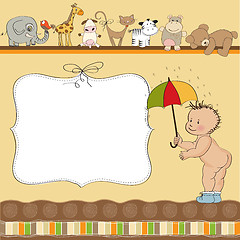 Image showing new baby announcement card with little naked boy