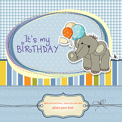 Image showing baby boy birthday card with elephant