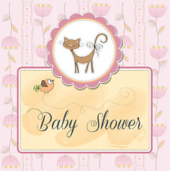 Image showing new baby shower card with cat