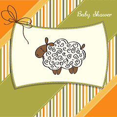 Image showing cute baby shower card with sheep