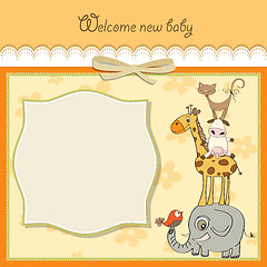 Image showing baby shower card with pyramid of animals