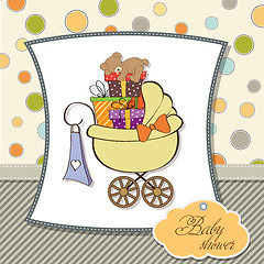 Image showing baby shower card with gift boxes