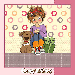 Image showing birthday greeting card with pretty little girl