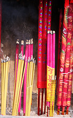 Image showing Incense burning for good luck leading into the Year of the Pig.