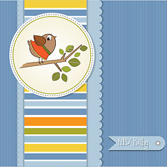 Image showing welcome baby card with funny little bird