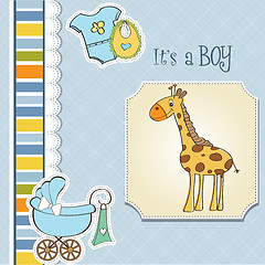 Image showing new baby announcement card with giraffe