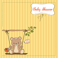 Image showing baby greeting card with teddy bear