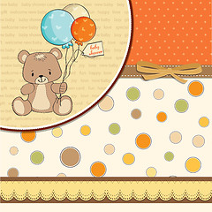 Image showing baby shower card with cute teddy bear