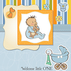 Image showing baby announcement card with little boy