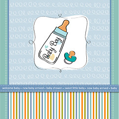 Image showing baby announcement card with milk bottle and pacifier