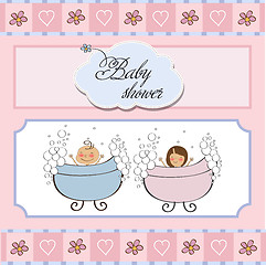 Image showing baby twins shower card