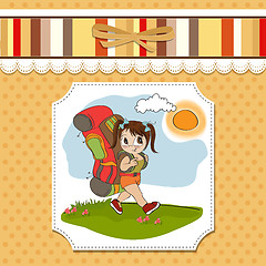 Image showing Traveling tourist girl with backpack