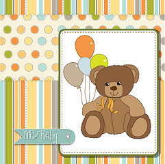 Image showing welcome baby card with teddy bear