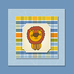 Image showing childish baby shower card with cartoon lion