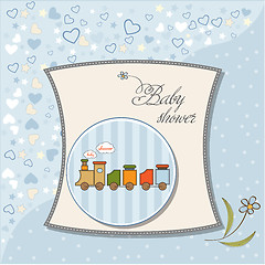 Image showing baby  shower card with toy train