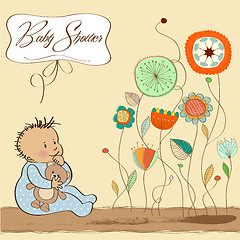 Image showing baby announcement card with little boy