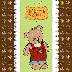 Image showing birthday greeting card with teddy bear