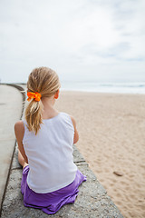 Image showing Young girl relaxing at beach