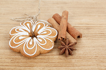 Image showing Gingerbread cookies with star anise and cinnamon