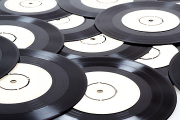 Image showing group of black vinyl records 