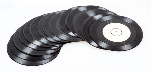 Image showing group of black vinyl records 