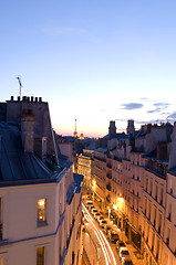 Image showing night scene with car movement light streaks Rue de Vaugirard roo