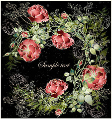 Image showing Greeting card with rose. Illustration  roses. Beautiful decorati