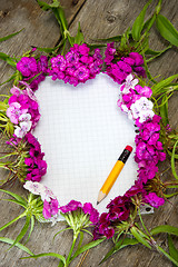 Image showing  Wildflowers and empty paper