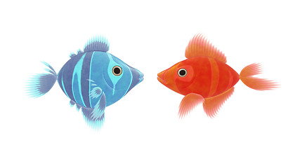 Image showing red and blue fish