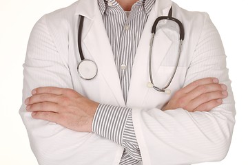 Image showing Male Doctor Wearing Stethoscope on White Background