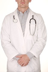 Image showing Male Doctor Wearing Stethoscope on White Background
