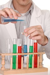 Image showing Caucasian Scientist At Work Using the Scientific Method