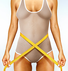 Image showing woman measuring perfect shape l