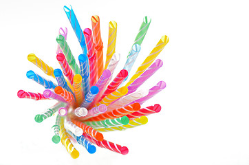 Image showing multi color flexible straws