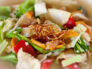 Image showing Vegetables and chicken salad close-up