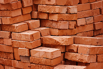 Image showing Construction material - stack of bricks