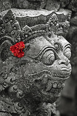 Image showing Old stone statue of Balinese god