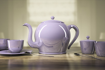 Image showing teapot and teacups