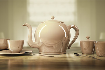 Image showing teapot and teacups