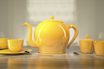 Image showing teapot and teacups