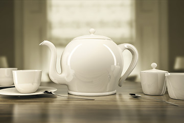 Image showing teapot and teacups