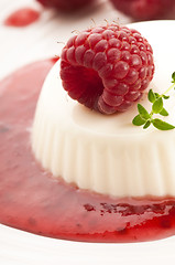 Image showing Vanilla panna cotta with berry sauce