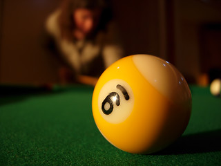 Image showing Happy woman playing pool # 02