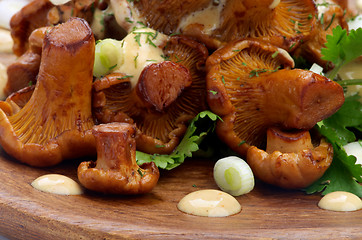 Image showing Roasted Chanterelles with  Cheese Sauce