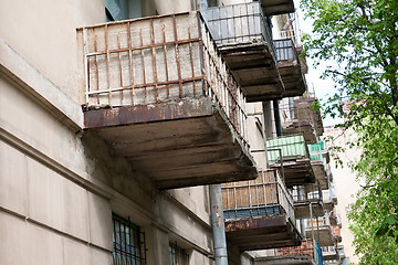 Image showing balconies of old soviet house