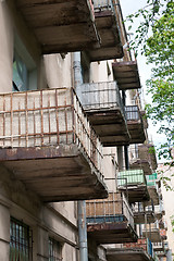Image showing balconies of old soviet house