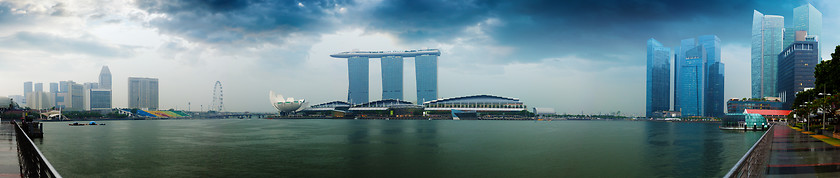 Image showing Singapore skyline - hotels and offices with reflection panorama