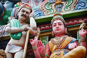 Image showing Statues of Hindu temple roof design