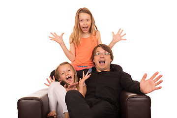 Image showing Crazy people crying and laughing