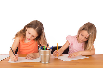 Image showing Children draw a drawing